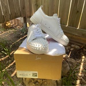 Size 41 Christian Loubouton white low top sneaker